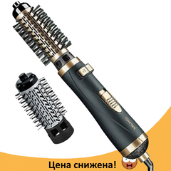 Фен-щітка для укладки волосся Gemei GM-4827, що обертається повітряний стайлер гребінець фен браш з двома насадками