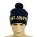 Чоловіча молодіжна шапка "Off White" Синій з жовтим - Чоловіча зимова шапка на флісі з відворотом Топ