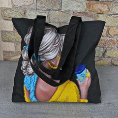 Сумочка вишита бісером "Марія", готова сумка-шопер із вишивкою з бісеру ручної роботи
