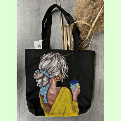 Сумочка вишита бісером "Марія", готова сумка-шопер із вишивкою з бісеру ручної роботи