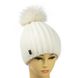 Женская шапка "Карина" Белая - зимняя шапка на флисе с помпоном Топ