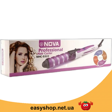 Плойка спіральна для волосся NOVA NHC-5311 Фіолетова Топ