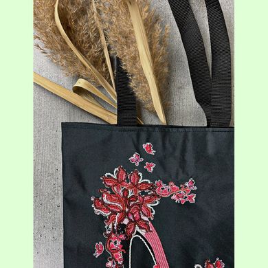 Сумочка вишитая бисером "Туфелька", готовая сумка шоппер с вишивкой из бисера ручной работы
