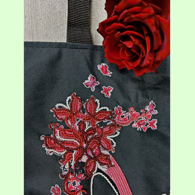 Сумочка вишитая бисером "Туфелька", готовая сумка шоппер с вишивкой из бисера ручной работы