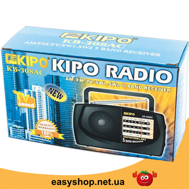 Радіоприймач KIPO KB-308AC - потужний 5-ти хвильовий фм радіо Топ