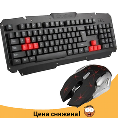Бездротова ігрова клавіатура з мишкою UKC HK-6700 - Бездротовий ігровий комплект клавіатура і миша для ПК, Черный