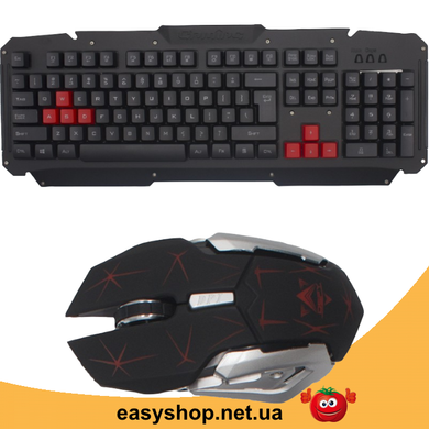 Бездротова ігрова клавіатура з мишкою UKC HK-6700 - Бездротовий ігровий комплект клавіатура і миша для ПК, Черный