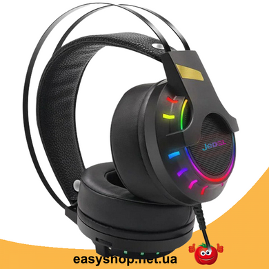 Ігрові навушники JEDEL GH212 зі світлодіодним підсвічуванням і мікрофоном, провідні комп'ютерні навушники, Черный