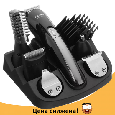 Професійна машинка для стрижки Kemei KM 600 11 в 1 - Бездротова машинка, триммер для волосся, бритва Топ