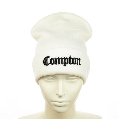 Шапка - Compton / Комптон Белая - молодежная шапка-лопата с отворотом