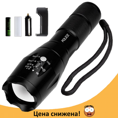 Фонарик тактический Bailong Police 158000W BL-1831-T6 - ручной светодиодный аккумуляторный фонарь