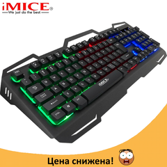 Ігрова клавіатура з підсвічуванням iMICE AK-400, дротова, USB клавіатура для комп'ютера з підсвічуванням клавіш, Черный