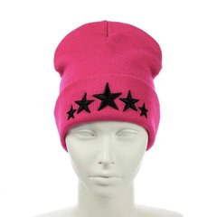Шапка "5 зірок" Світло-рожева, молодіжна шапка-лопата з відворотом, Рожевий